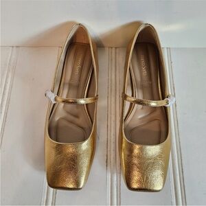 Gold Mary Jane flats